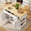 A kitchen island with storage and a wooden countertop, set in a bright kitchen environment. Produktbild-Vorschau