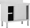 A stainless steel cabinet with sliding doors and adjustable legs, shown against a white background. Náhľad obrázku produktu
