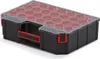 A black plastic storage box with a clear, red-accented lid. Náhľad obrázku produktu