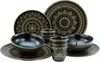 A set of black and gold mandala-patterned dinnerware is displayed against a white background. Náhľad obrázku produktu