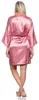 Damen Morgenmantel kurzer Kimono Satin mit Spitze;  Produktbild-Vorschau 4
