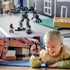 A collage showing a LEGO Marvel Venom Mech set with Miles Morales, and a child playing with the LEGO set. Produktbild-Vorschau