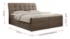 A brown upholstered box spring bed with a tufted headboard, shown from the side with dimensions indicated. Produktbild-Vorschau