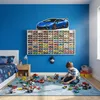 Modellauto-Regal für 80 Autos 1:64 – Wandregal & Setzkasten für Spielzeugautos, Supersportwagen-Motiv, Birken-Sperrholz – im eingerichteten Kinderzimmer Produktbild-Vorschau