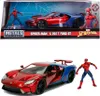 A toy car and action figure set, featuring a Spider-Man themed Ford GT and a Spider-Man figure, presented in its packaging. Náhled obrázku produktu
