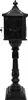 A black, ornate, standing mailbox on a white background. Voir les images du produit