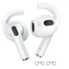 A pair of white earbuds with white ear hooks and four small white ear tips. Produktbild-Vorschau