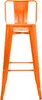 A single orange bar stool with a backrest is shown from the front against a white background. Podgląd zdjęcia produktu