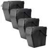 Four black plastic trash bins are arranged diagonally on a white background. Podgląd zdjęcia produktu