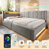 LVHOM Bekleden bed 140x200 cm, hoekbed van fluweel, bed met Productafbeelding-voorbeeld 4