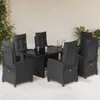 7-tlg. Garten-Essgruppe mit Kissen Schwarz Poly Rattan Produktbild-Vorschau 2
