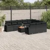 vidaXL 11-tlg. Garten-Sofagarnitur mit Kissen Schwarz Poly Produktbild-Vorschau 2