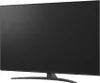 A black LG television is shown from a side angle, resting on its stand. Produktbild-Vorschau