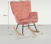 A pink rocking chair with dimensions indicated by lines and text. Náhled obrázku produktu