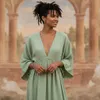 Boho Sommerkleid, Luftiges Langarm-Baumwollkleid mit Tiefem Produktbild-Vorschau 5