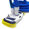 A close-up shot of a pool vacuum head with a blue hose attached, set against a white background. Produktbild-Vorschau