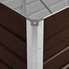 A close-up view of the corner of a brown metal raised garden bed, showing the galvanized steel corner post and fasteners. Produktbild-Vorschau