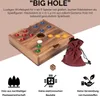 A wooden board game with colorful playing pieces and a drawstring bag. Produktbild-Vorschau