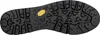The sole of a black hiking boot with a yellow Vibram logo. Produktbild-Vorschau
