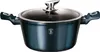 A studio shot of a dark blue pot with a glass lid and silver handles. Náhled obrázku produktu