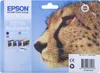 The image shows the packaging of an Epson T0715 multipack of ink cartridges, featuring a close-up of a cheetah's face. Anteprima dell’immagine prodotto