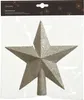 Christbaumspitze Stern mit Glitzer 19cm Kunststoff, perle Produktbild-Vorschau 2