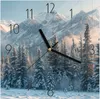 Wanduhr aus Glas mit Motiv Schneebedeckte Berge- 30 x 30 cm Produktbild-Vorschau 1
