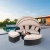 Polyrattan Sonneninsel 180cm Gartenmuschel Sonnenliege Produktbild-Vorschau 1