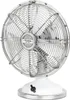 A white and silver retro-style desk fan is shown against a white background. Produktbild-Vorschau