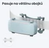 A close-up of a light blue Tractive GPS tracker attached to a white dog collar, with a smaller inset image showing how the tracker attaches to the collar. Podgląd zdjęcia produktu