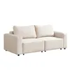 A beige modular sofa with two seat cushions and two back cushions, shown from a side-angle against a white background. Voir les images du produit