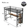 Hochbett mit Regal und Schreibtisch, 90x200 cm, Metallbett Produktbild-Vorschau 6