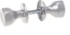 A silver-colored doorknob set with a connecting spindle, shown against a white background. Podgląd zdjęcia produktu