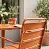 Set aus 70 cm Tisch und 2 karamell Gartensesseln aus Metall Produktbild-Vorschau 3