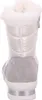 A back view of a white and gray winter boot with a white fur trim. Produktbild-Vorschau