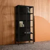 Credenza in acciaio e vetro temperato 2 ante, 180cm, Nero Anteprima dell’immagine prodotto 3