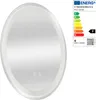 A round LED mirror with an energy efficiency label on the right. Podgląd zdjęcia produktu