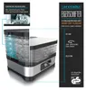 A product collage showing a dehydrator and its features. Produktbild-Vorschau