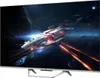 A futuristic spaceship in space, displayed on a TV screen. Produktbild-Vorschau