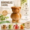 Bärenglas mit Strohhalm 340ml – Süßer Glas Becher in Produktbild-Vorschau 4