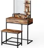 Schminktisch Vicco Fyrk Antikholz 80 cm mit Stuhl, Model Produktbild-Vorschau 1