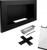 A black wall-mounted bioethanol fireplace and its components are displayed on a white background. Anteprima dell’immagine prodotto