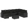 Möbel 9-tlg. Garten-Sofagarnitur mit Kissen Schwarz Poly Produktbild-Vorschau 2