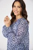 Damen Jeansfarbene Raglan Bluse mit Schlitz und Druck, Produktbild-Vorschau 1
