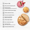 A collage of a kitchen appliance, a smoothie, a muffin, and bread on a light-colored background. Náhľad obrázku produktu