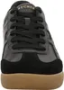 A close-up front view of a black SKECHERS shoe with a brown sole. Produktbild-Vorschau