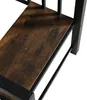A close-up view of a wooden shelf with a black metal frame. Produktbild-Vorschau
