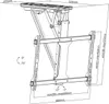 A technical drawing with dimensions of a motorized TV ceiling mount. Anteprima dell’immagine prodotto