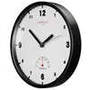 A black-rimmed wall clock with a white face, showing the time and a thermometer. Anteprima dell’immagine prodotto