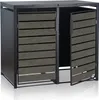 A product shot of a double trash bin enclosure with its doors open. Produktbild-Vorschau